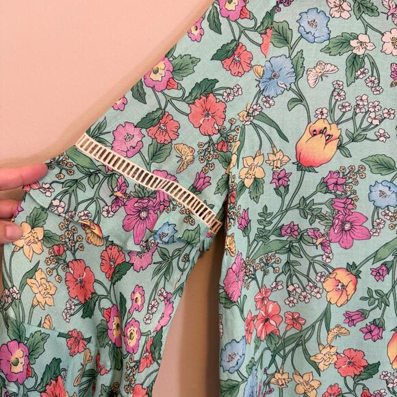 Spell & The Gypsy Sayulita Blouse Women Small Floral Boho Long Sleeve Birthstone - Picture 6 of 7